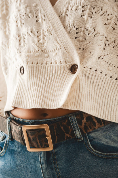 Pointelle knitted cardi in cream