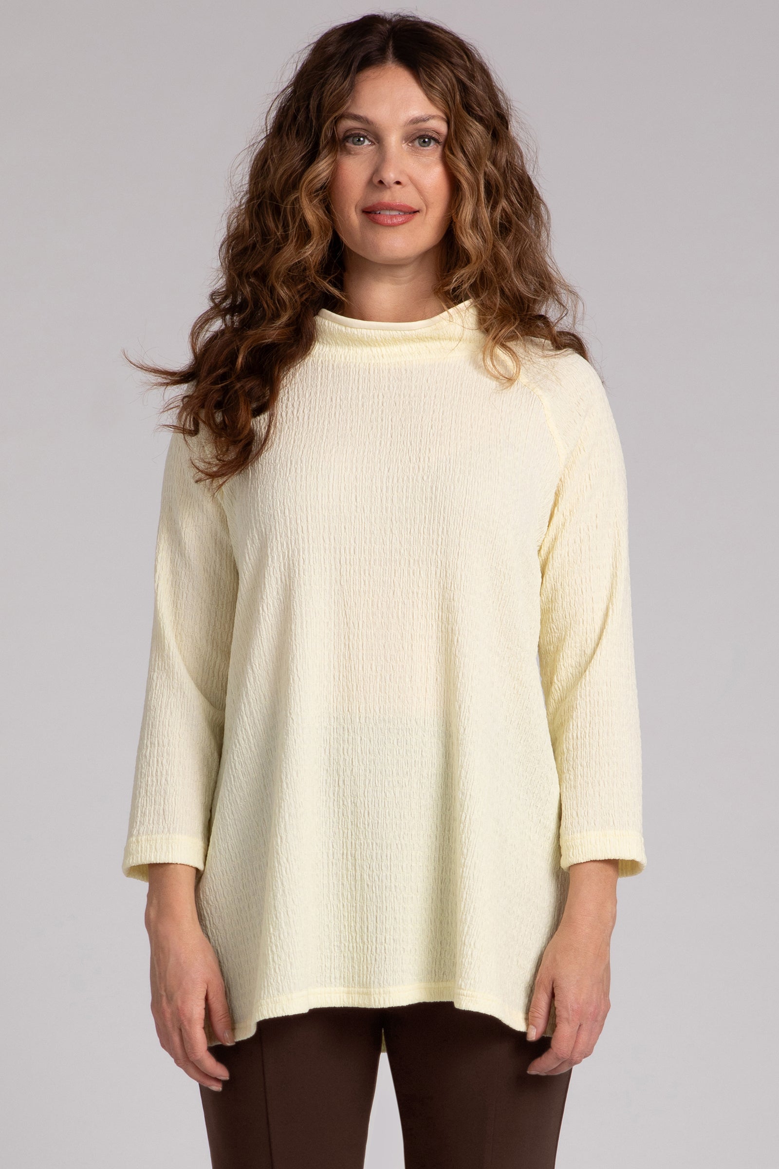 Popcorn Waffle Svelte Funnel Neck Tunic