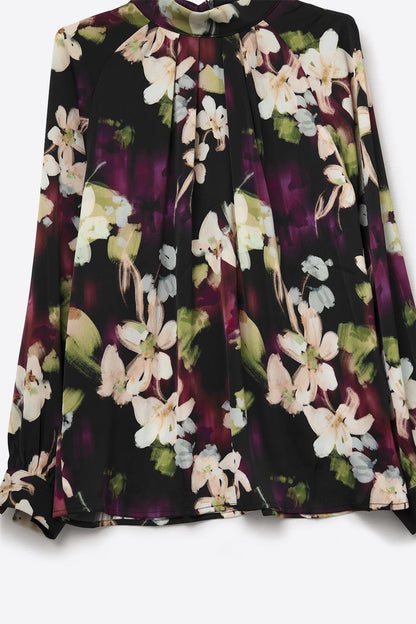 Purple Floral print Satin blouse