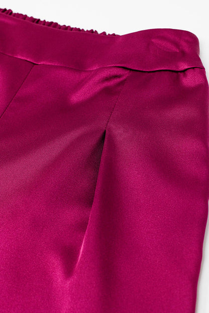 Raspberry High Waist Satin Wide Leg Pants