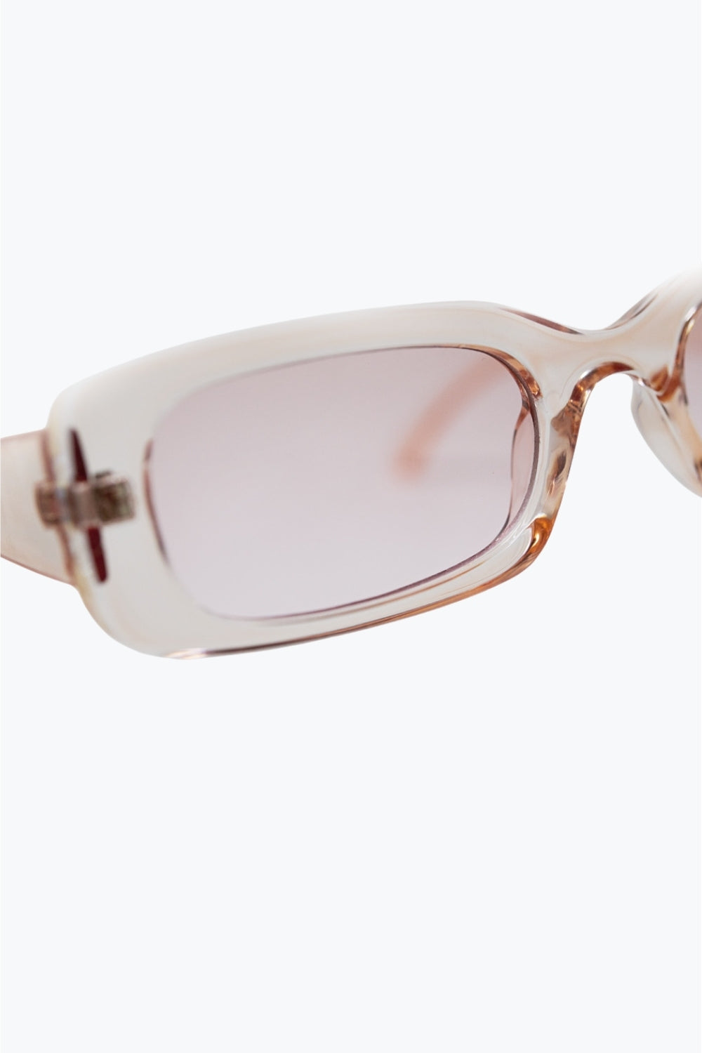 Rectangular Pink Transparent Sunglasses with pink Smoke Lenses