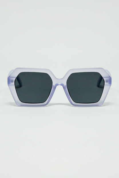 Q2 Rectangular sunglasses in purple translucent color
