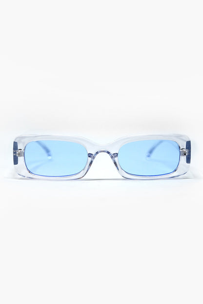 Q2 Rectangular Transparent Sunglasses with blue Smoke Lenses