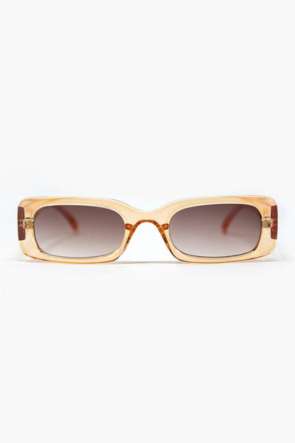Q2 Rectangular Yellow Transparent Sunglasses with brown Smoke Lenses
