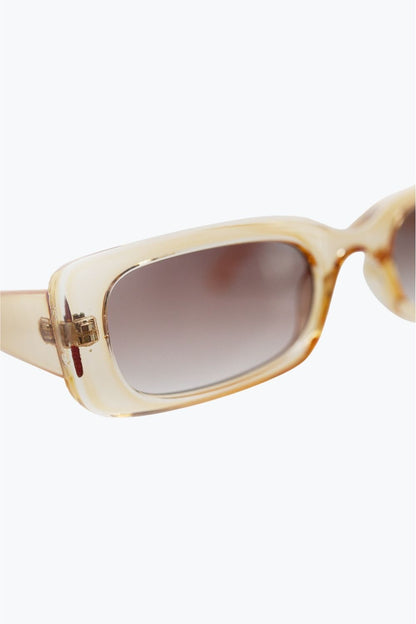 Rectangular Yellow Transparent Sunglasses with brown Smoke Lenses