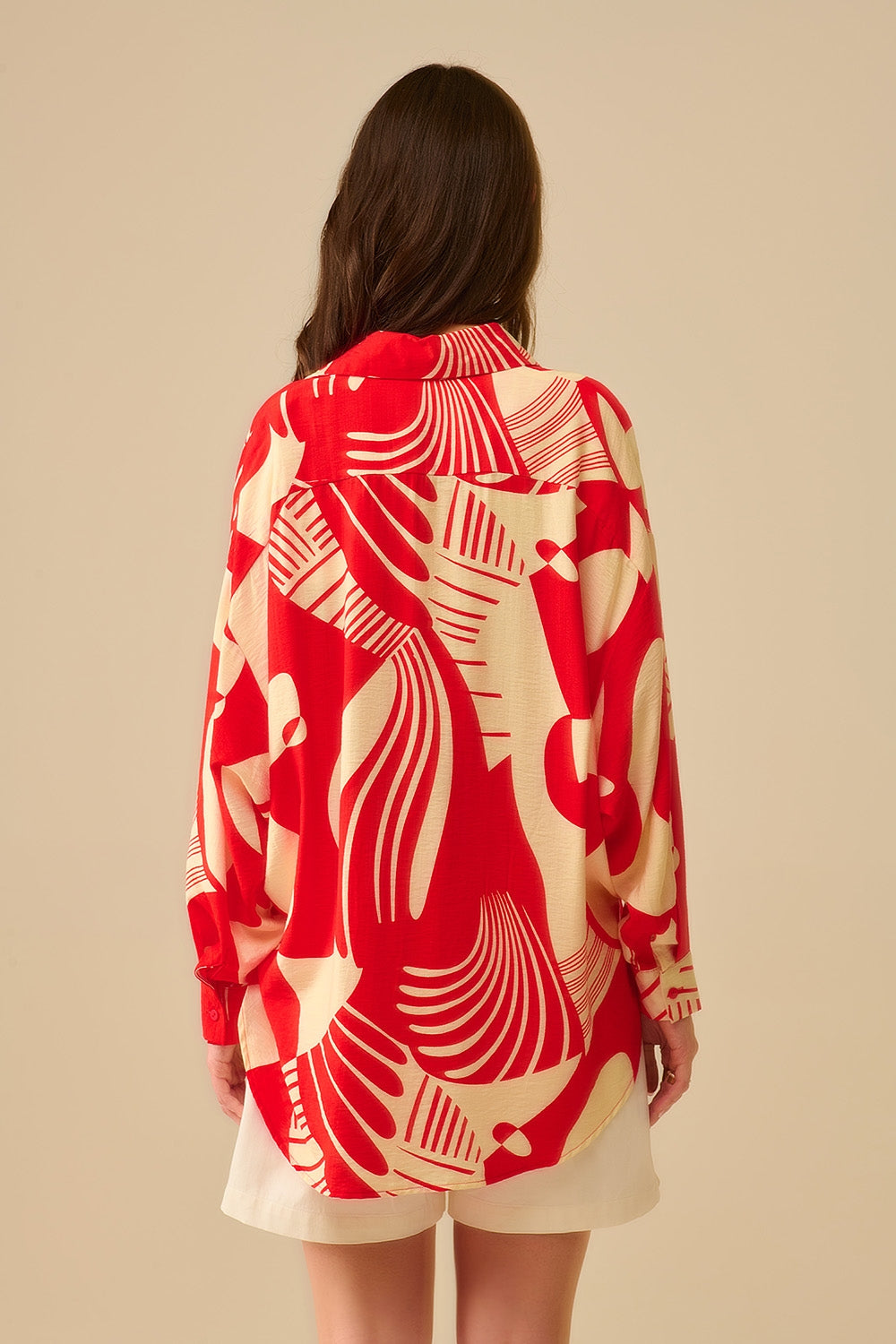 Red Polo Shirt with abstract print