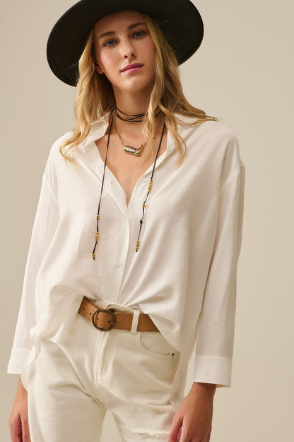 Q2 relaxed fit Shirt long Sleeves in white