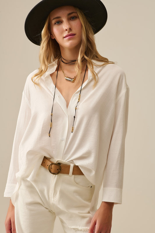 Q2 relaxed fit Shirt long Sleeves in white