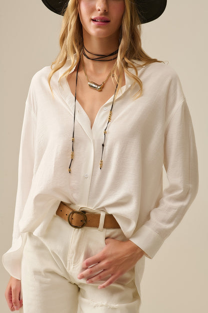 relaxed fit Shirt long Sleeves in white