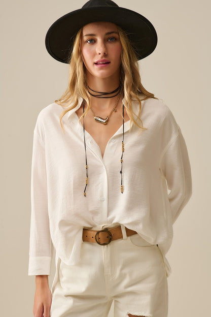 relaxed fit Shirt long Sleeves in white