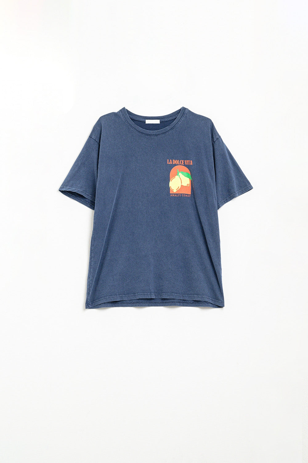 Relaxed Fit T-Shirt With La Dolce Vita Print in Navy blue