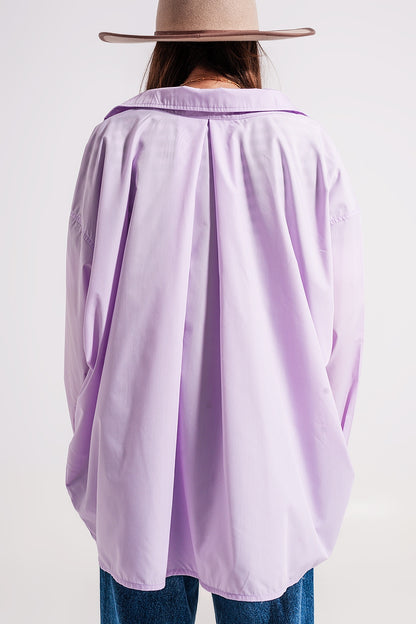 Relaxed poplin shirt in lilac