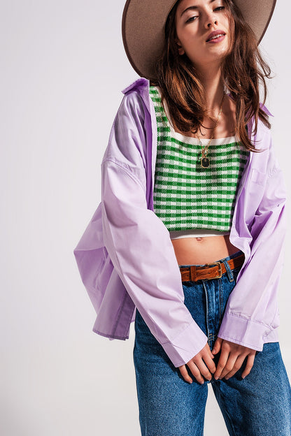 Relaxed poplin shirt in lilac
