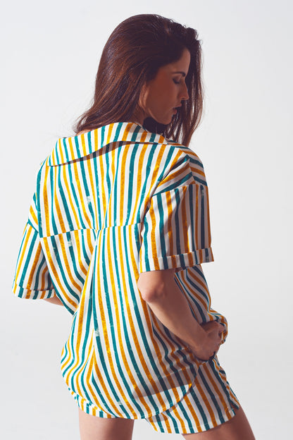 Relaxed shirt in green stripe