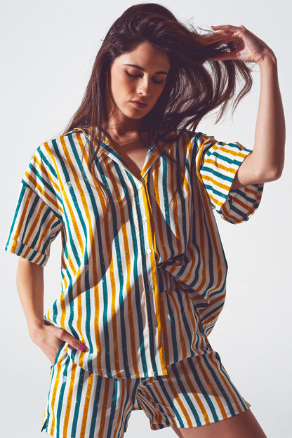 Relaxed shirt in green stripe