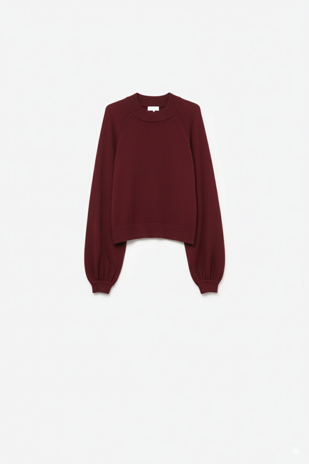 Q2 relaxed style burgundy jumper with balloon sleeves