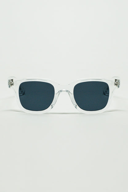 Q2 Retro Round Sunglasses With Smoke Black Lense and Transparent Frame