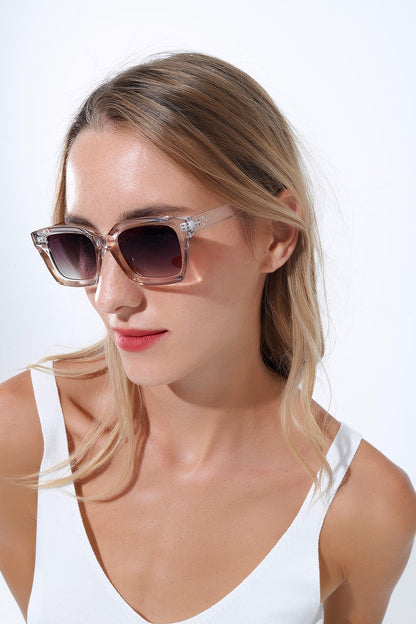 Retro style thick square translucent frame sunglasses