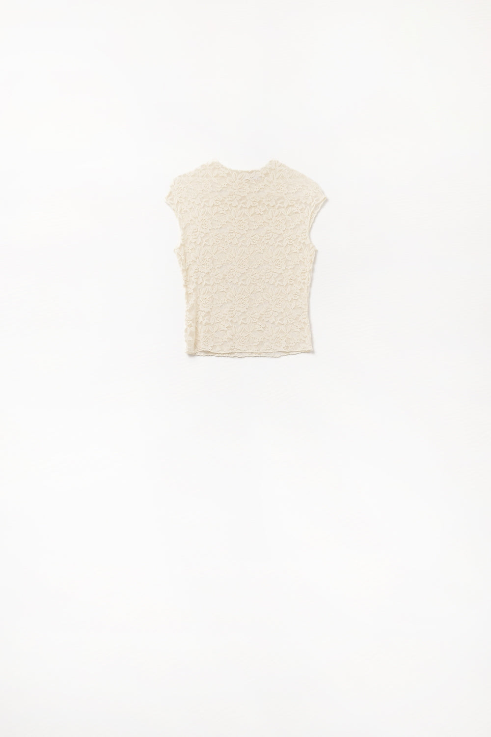 Romantic Lace T-shirt With Cap Sleeves in beige