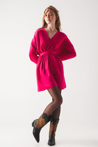 Satin mini dress in red