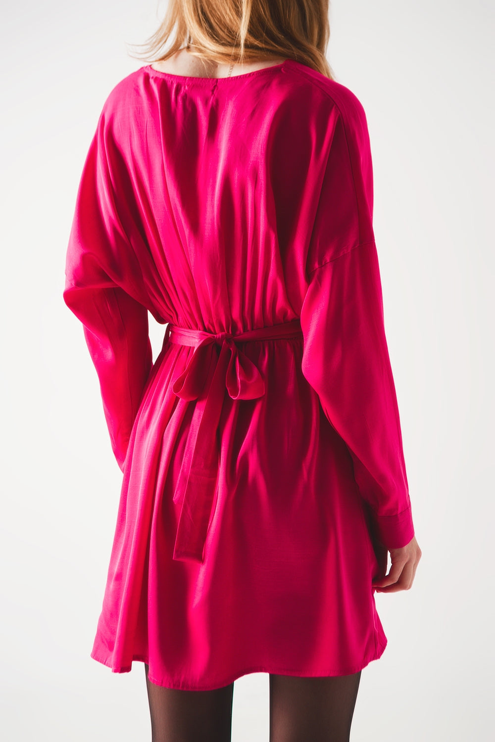 Satin mini dress in red