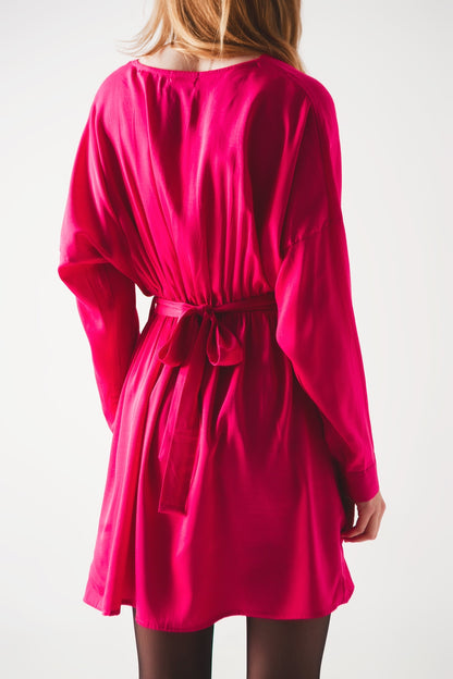 Satin mini dress in red