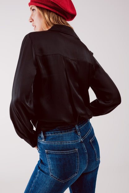 Satin shirt in black