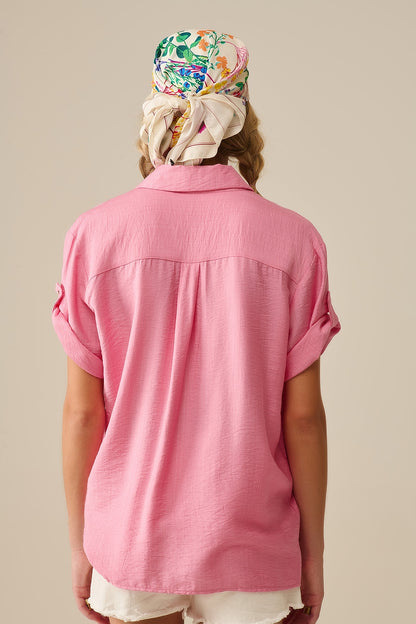 Short sleeve blouse in light pink
