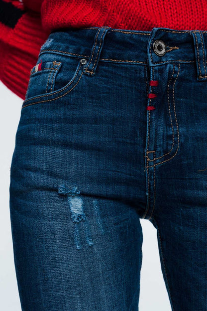 skinny jeans with wear detail