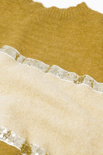 Sleeveless beige sweater with sequin detail