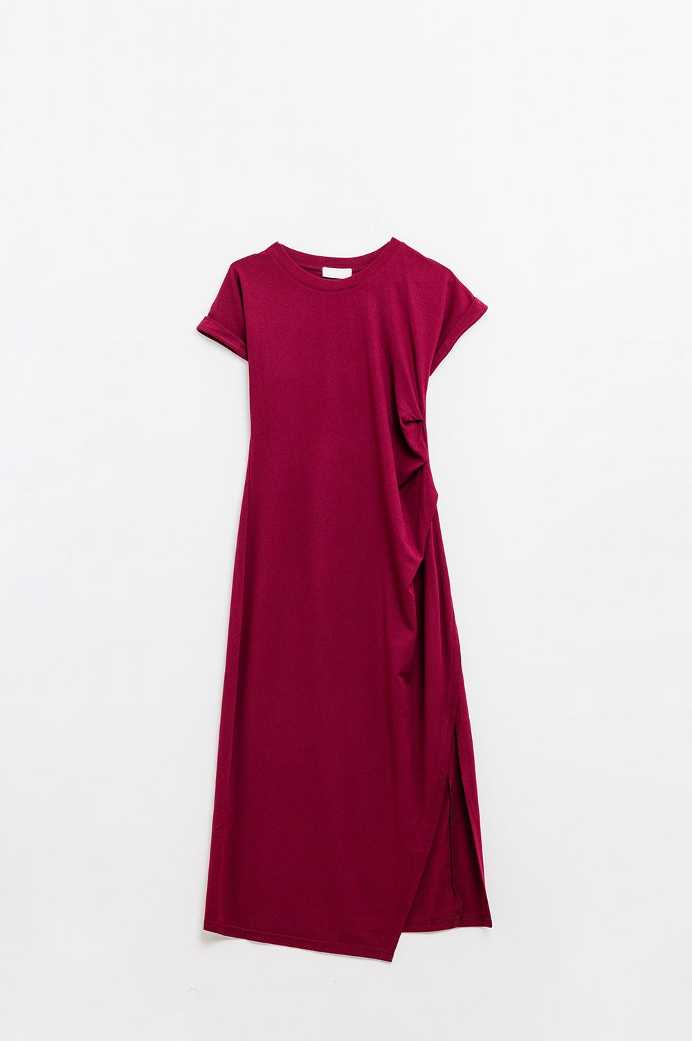 Sleeveless burgundy stretch tencel dress