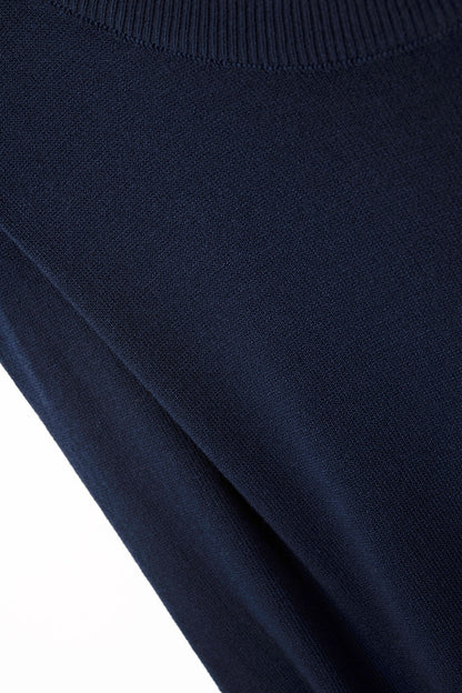 Sleeveless Knited Top With Shoulder Drape in Navy