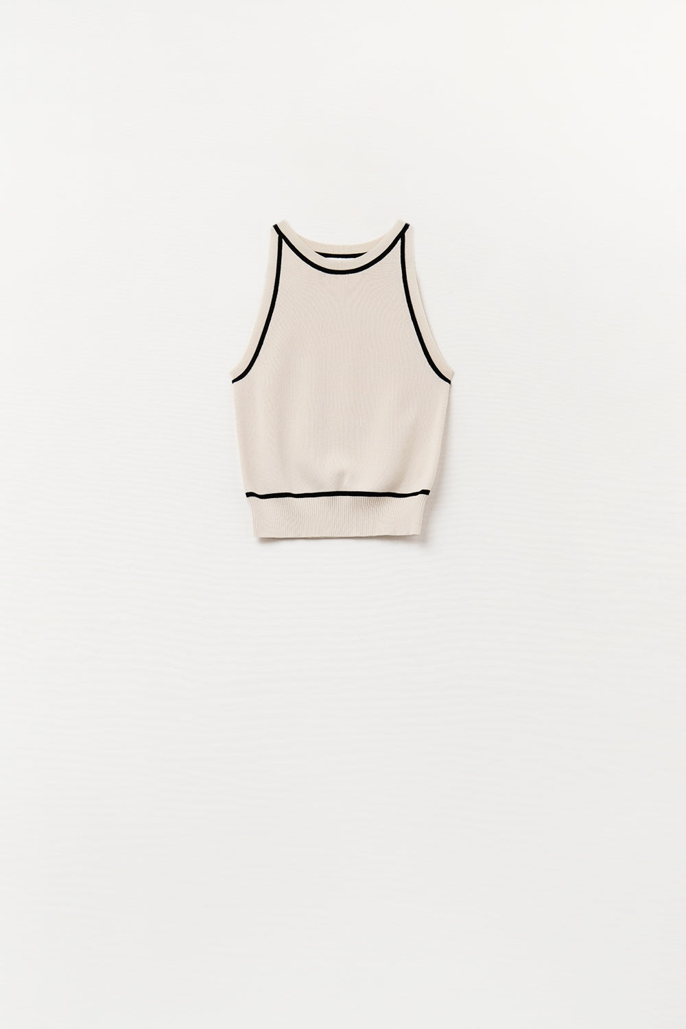 Sleeveless Sweater In Beige Featuring detail Black Lines