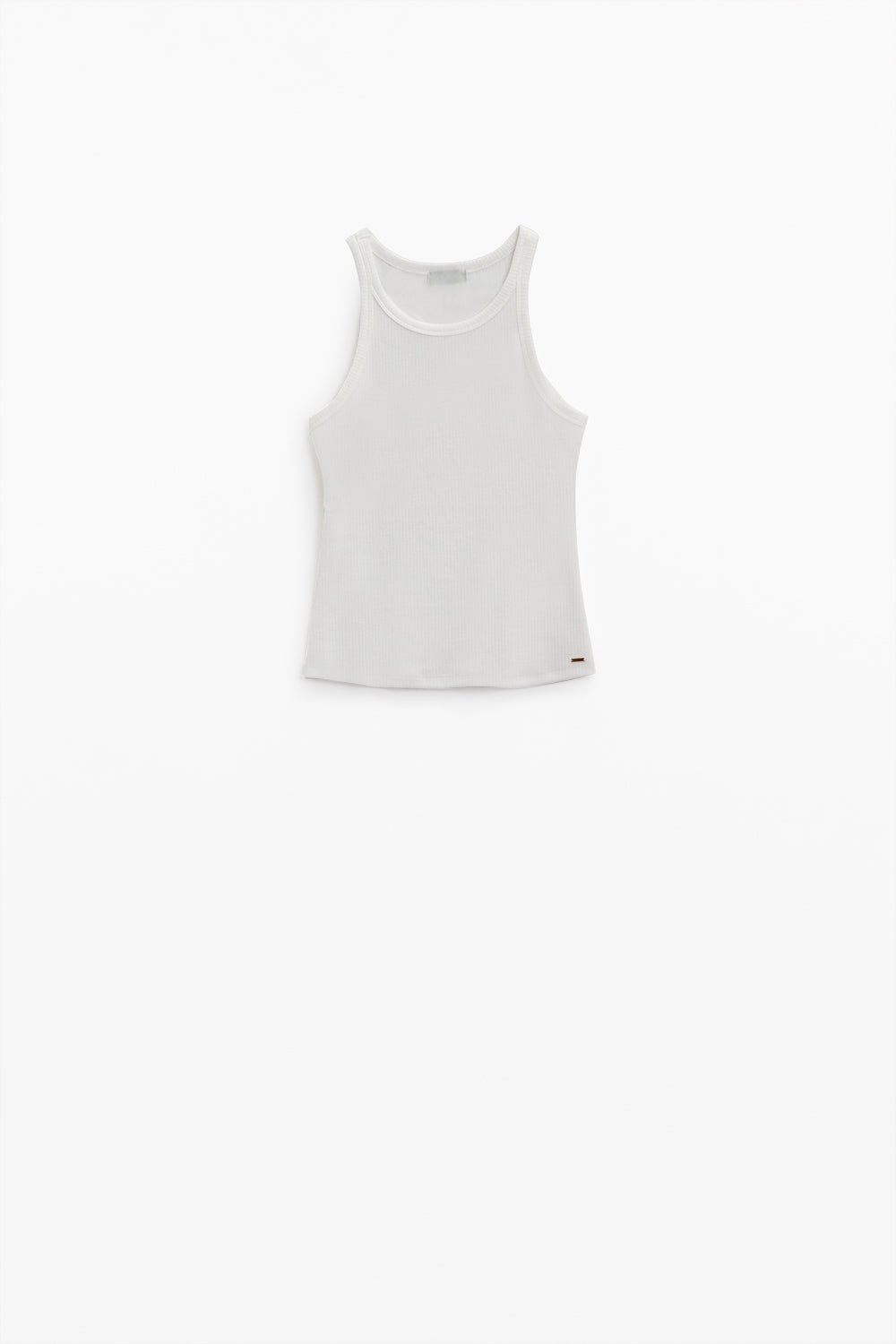 Sleeveless White Top With Ribbed Details