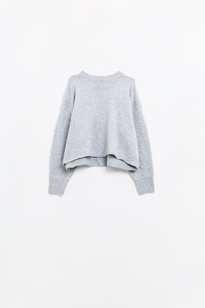 Soft knit grey jumper with balloon sleeves