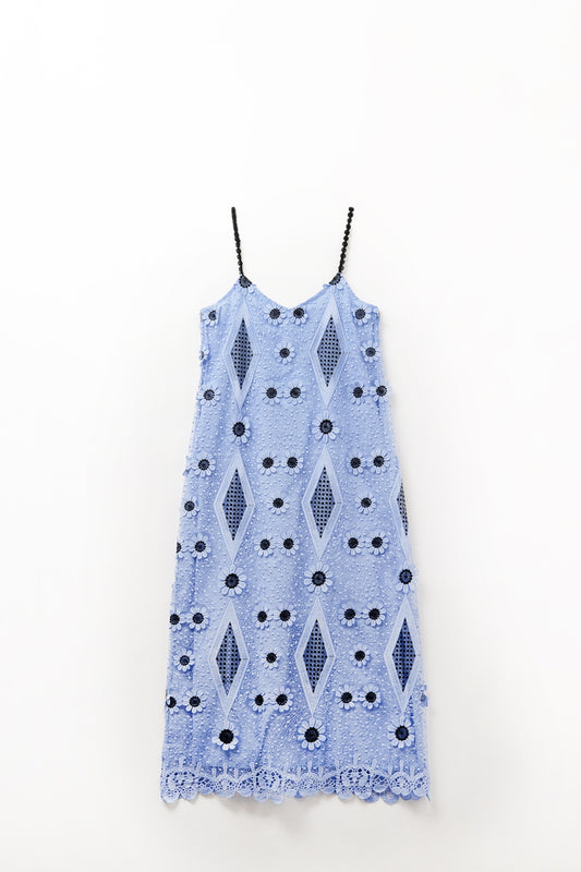 Q2 spagetti strap floral Maxi dress in blue