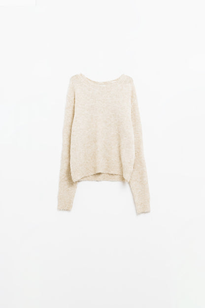 standard fit soft knit sweater in beige