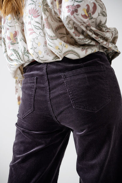 Straight Leg Corduroy Jeans in dark grey with pockets