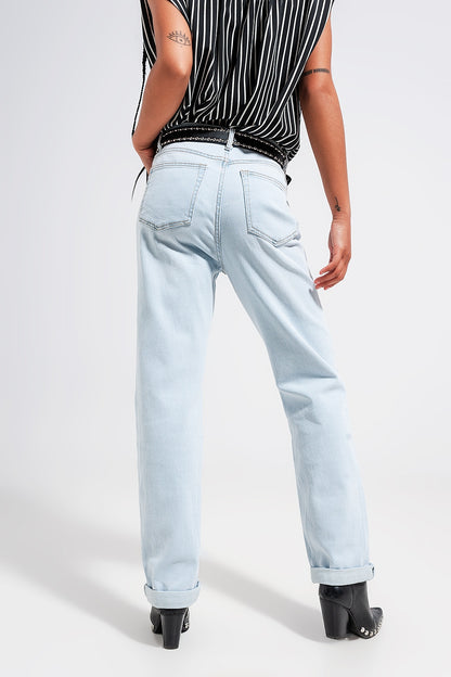Straight leg jeans in vintage lightwash