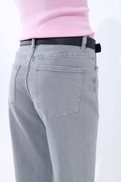 Straight leg Pants with cropped hem in Gray
