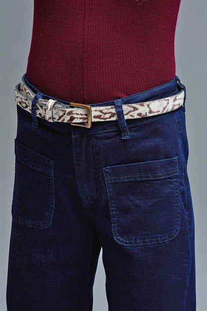 Straight Marine Jeans With Pocket Detail in Deep Blue