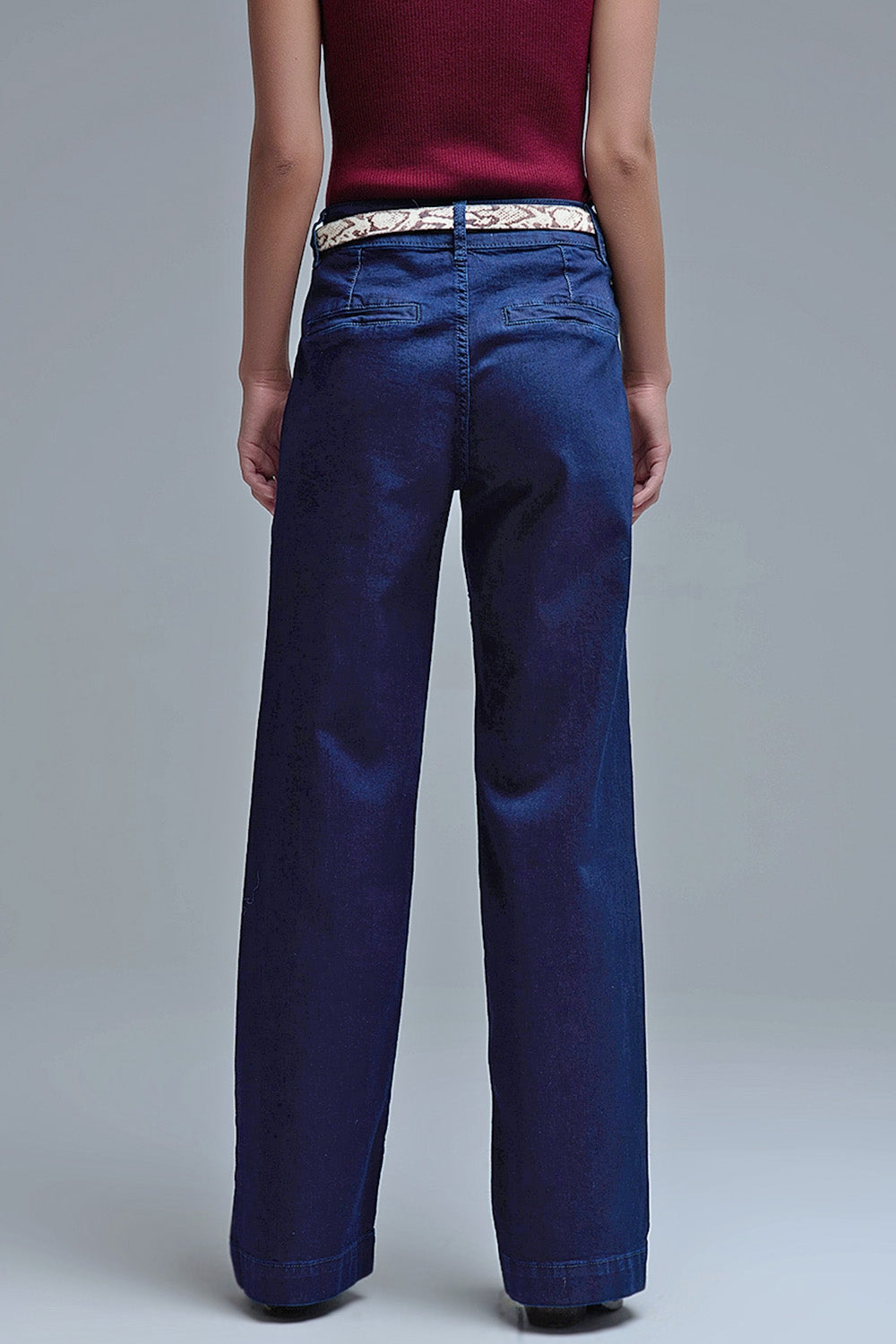 Straight Marine Jeans With Pocket Detail in Deep Blue