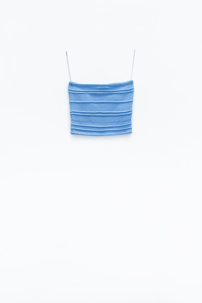 Strapless Knitted bodycon Top In light blue