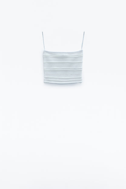 Strapless Knitted bodycon Top In White