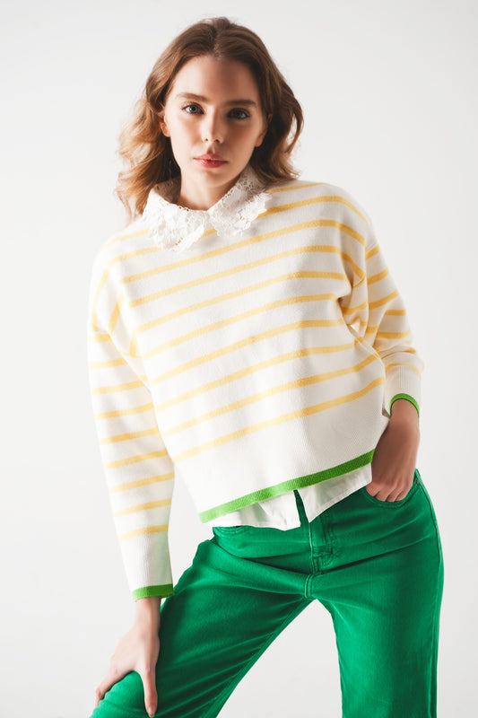 Q2 Stripe sweater in yellow & white