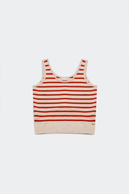 Striped cropped top in red and white
