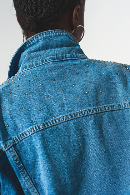 Studded denim jacket in blue