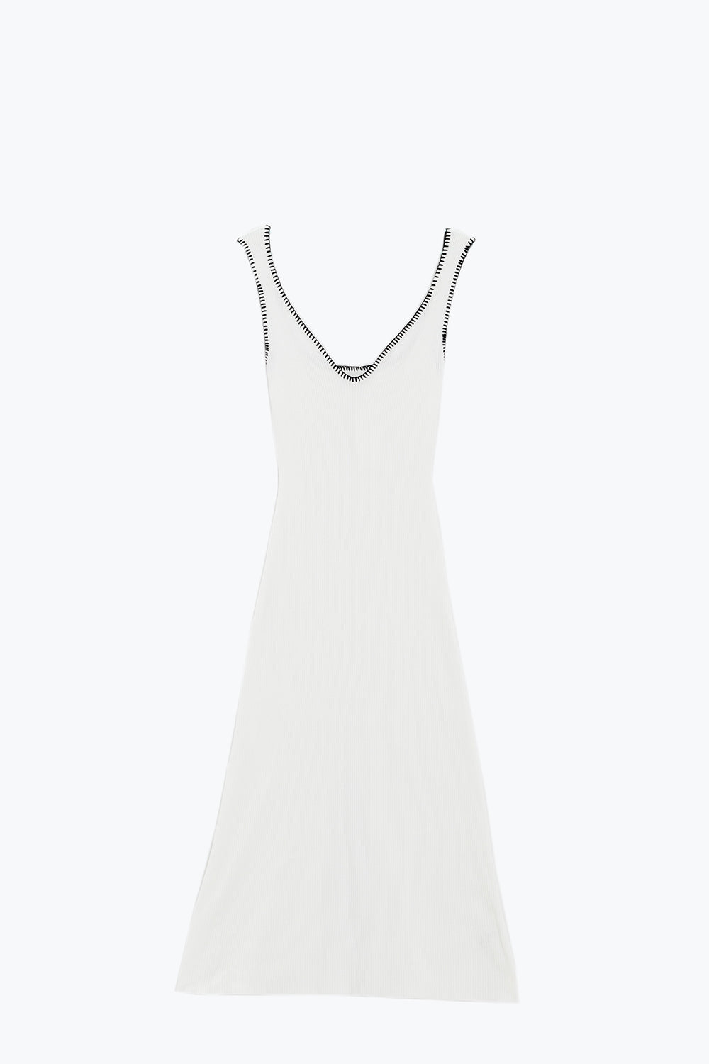 Summer Body Hugging knitted Dress in beige With black Trim