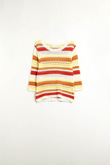 Summer Knitted Striped Sweater in Warm Tones
