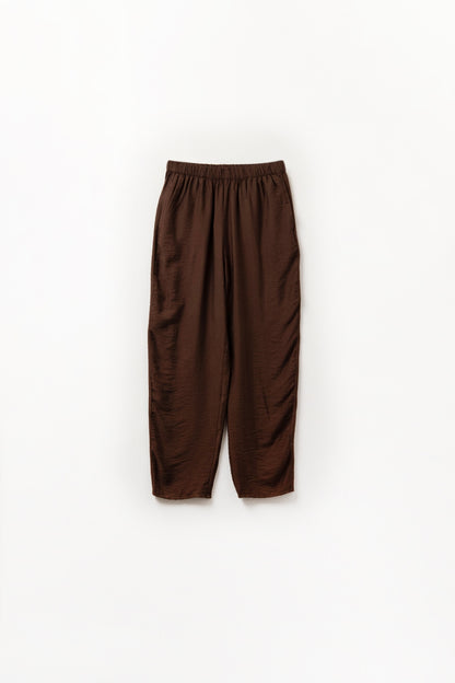 Summery Pants With Elastic Waist and Pockets In Brown